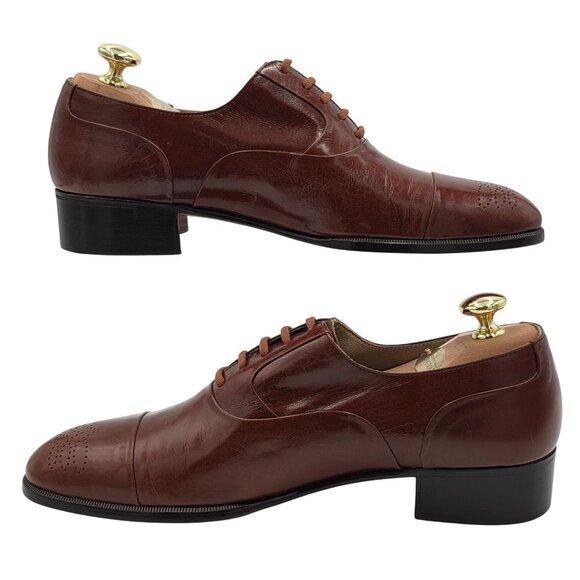 Vintage NEW R. Martegani Italy Mens 9D Brown Leather Oxfords Dress Shoes Italian main image 10